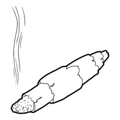 Marijuana joint icon in outline style on a white background vector illustration