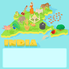India map in cartoon style for any design