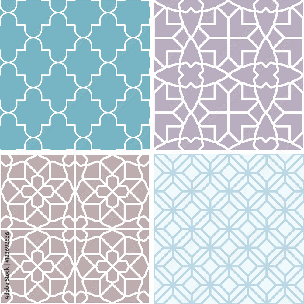 Poster Vector set of seamless patterns and abstract backgrounds