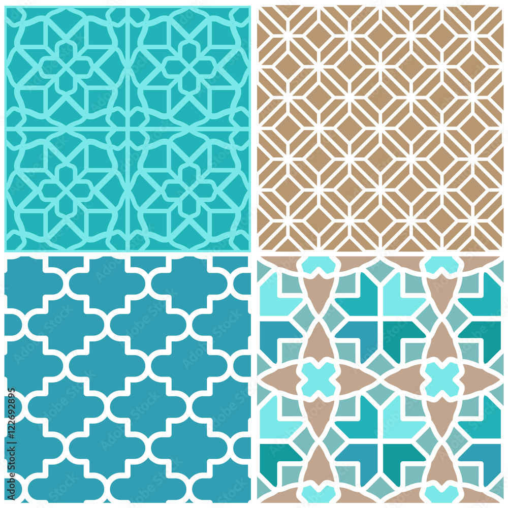 Poster Vector set of seamless patterns
