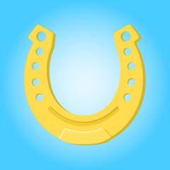 Merry christmas lucky horseshoe simple color flat icon