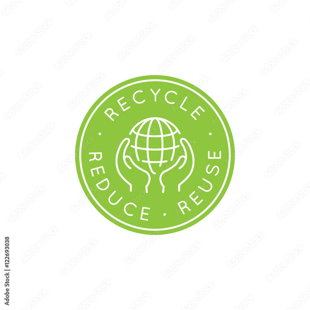Poster vector logo design template - recycle and reuse, reduce concept