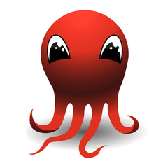 Red cute 3d baby octopus