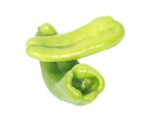Ripe organic green pepper separated on white background