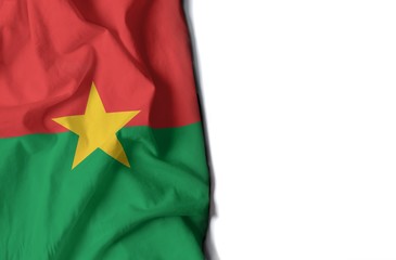 burkina faso wrinkled flag, space for text