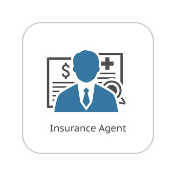 Insurance Agent Icon. Flat Design.