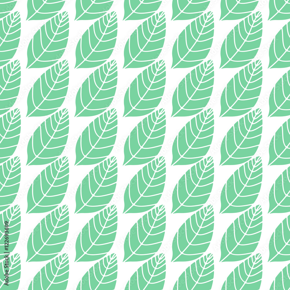 Poster seamless stylized leaf pattern background. minimalistic natural bakground. simple vector texture wit