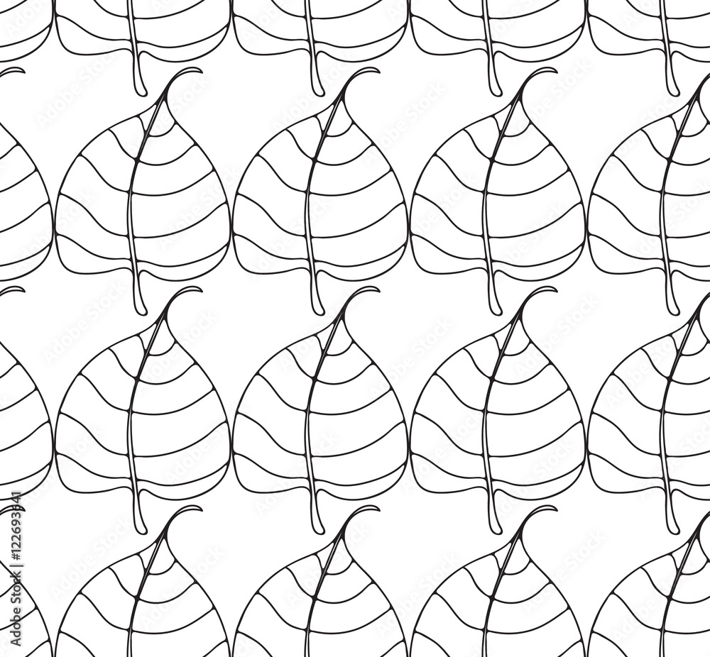 Poster simple elegant pattern with leaves drawn in thin lines in black. seamless vector texture for web, pr