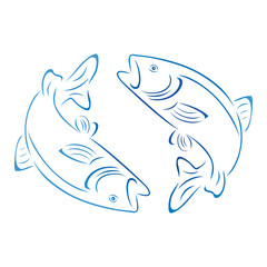 Zwei Forelle, Fische, Logo, Angeln