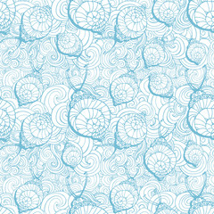 Fototapeta premium Doodle style fun lacy snail, seamless animal and patterm