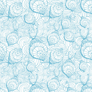 Doodle style fun lacy snail, seamless animal and patterm