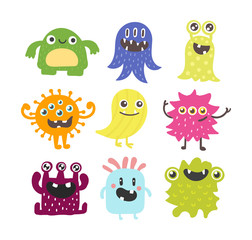 Obraz na płótnie Canvas Cute monsters vector set.