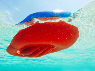  Underneath inflatable boat