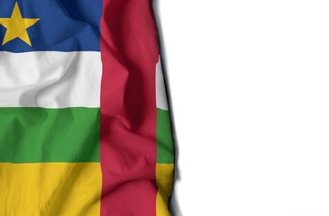 central african republic wrinkled flag, space for text
