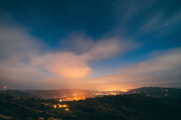 Village lights at night