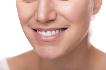 Smile with white healthy teeth.