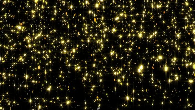 A looping animation of gold confetti falling.
