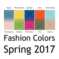 Blurred fashion infographic with trendy colors of the 2017 Spring. Niagara,Primrose Yellow,Lapis Blue,Flame,Island Paradise,Pale Dogwood,Greenery,Pink Yarrow,Kale,Hazelnut. Gradient mesh