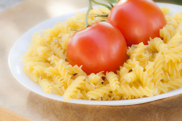 Italian fusilli pasta with tomatoes
