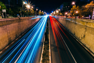 Fototapeta na wymiar Blur of nighttime traffic