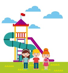 Fototapeta na wymiar beautiful children playground with kids playing vector illustration design