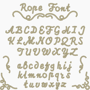 Rope font, nautical hand written Letters