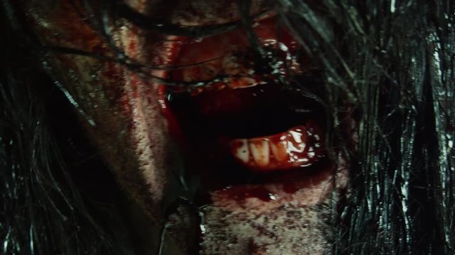Closeup of Zombie Girls Bloody Teeth