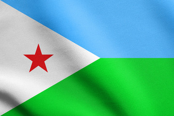 Flag of Djibouti waving with fabric texture