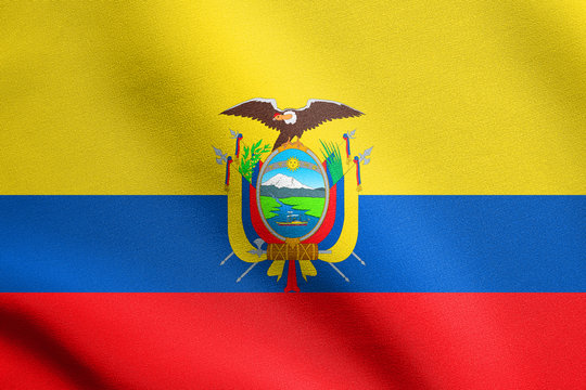 Flag of Ecuador waving with fabric texture