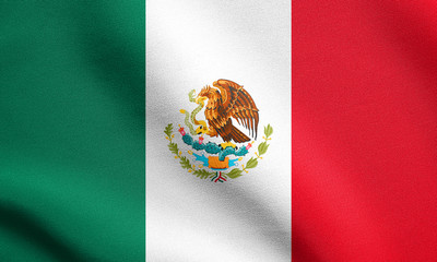 Flag of Mexico waving with fabric texture