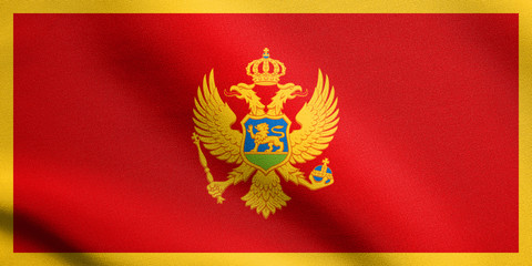 Flag of Montenegro waving with fabric texture