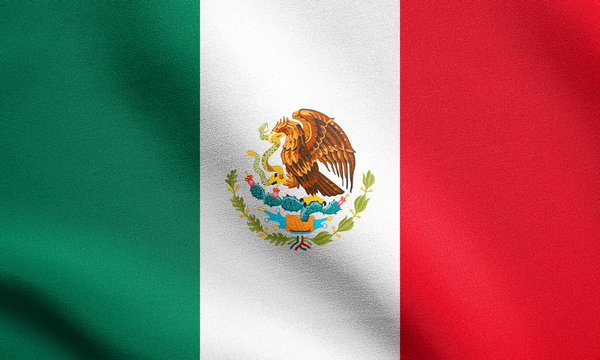Flag of Mexico waving with fabric texture