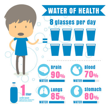 Infographic benefit Drink Water Body Water . concept vector illu