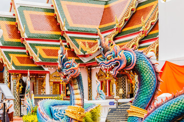 Fototapeta premium Thai dragon or king of Naga statue in phathat Cheung choom worav