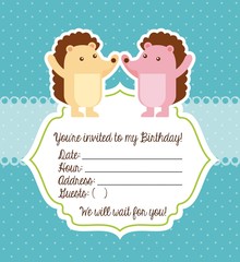 animal cute baby shower invitation vector illustration design