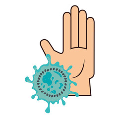 human hand with bacteria germs. colorful design. vector illustration