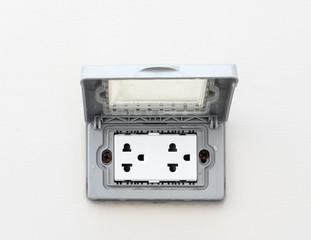 New electrical outlet with plastic cover.
