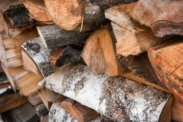 Dry firewood of birch