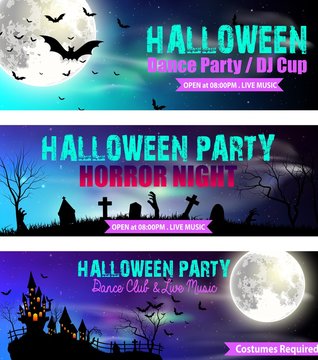 Set of three Halloween banners 