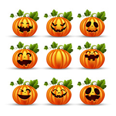 Halloween pumpkins set
