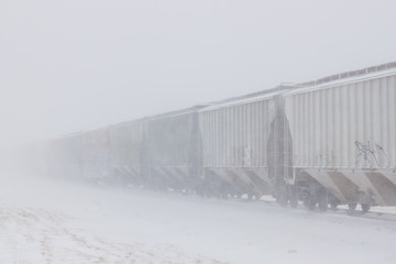 Grain Train in Blowing Snow