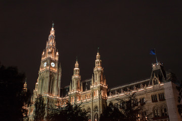 Fototapeta premium Vienna's Rathaus / City Hall By Night