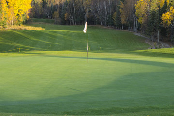 An early autumn morning on the 9th hole at Elkridge Golf Resort in Prince Albert National Park at...