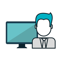 screen monitor computer technology device with avatar man icon. vector illustration