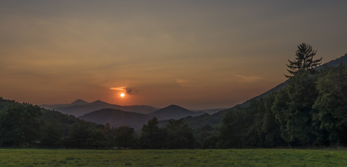 Sunset in Ceske Stredohori mountains