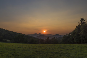 Sunset in Ceske Stredohori mountains