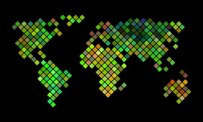 Colorful vector pixel world map