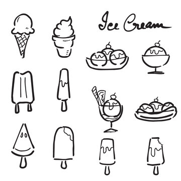 Ice cream doodle icons set