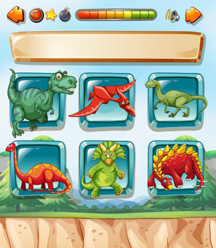 Computer game template with dinosaurs background