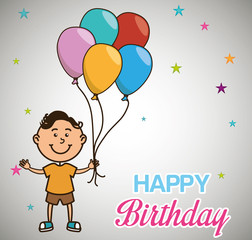 avatar boy with colorful balloons. happy birthday theme. vector illustration